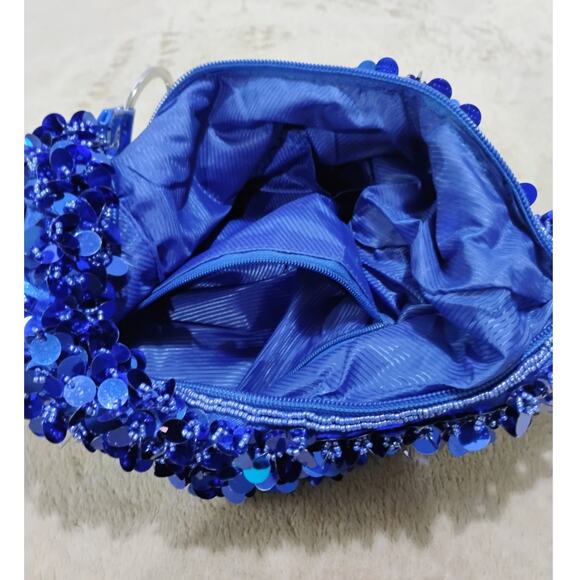 Blue sequined party purse for special occasions - Picture 3 of 9